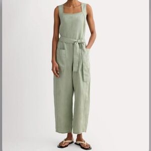 Everlane The Utility Coverall European Flax Linen Seagrass Green Jumpsuit